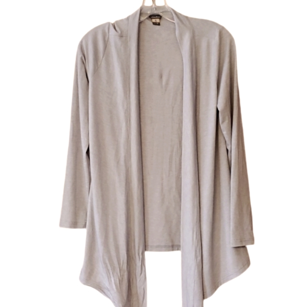 Eddie Bauer Womans‎ XS Light Grey Soft Tencell Blend Open Cardigan